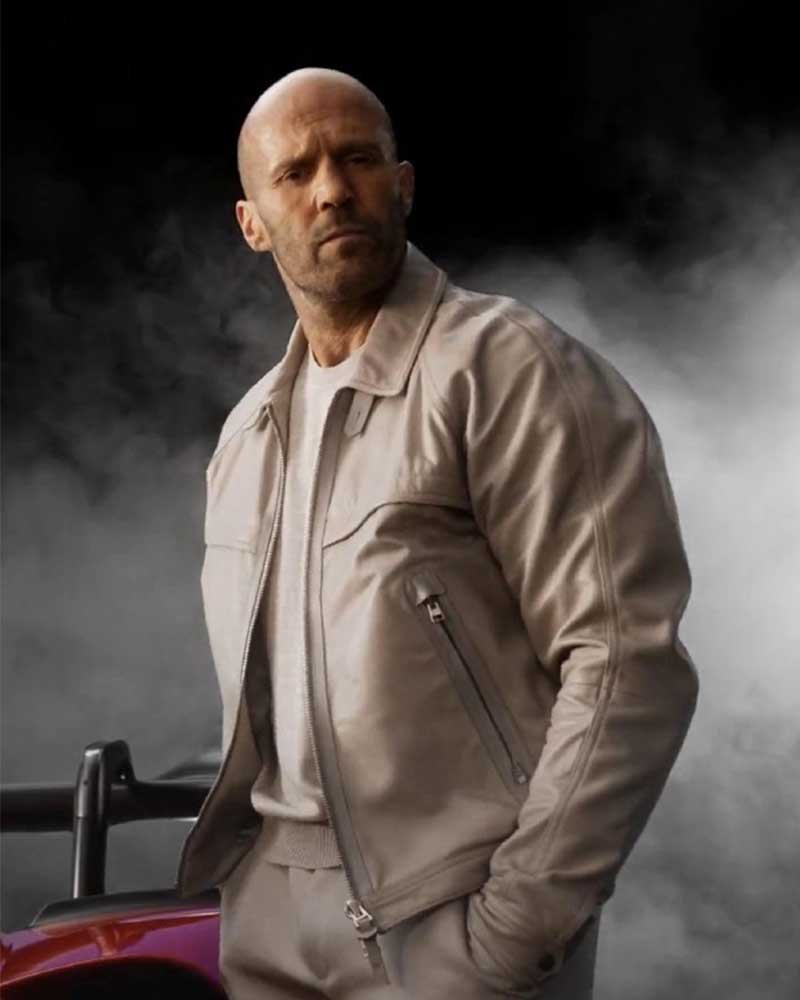 Fast X 2023 Jason Statham Beige Leather Jacket