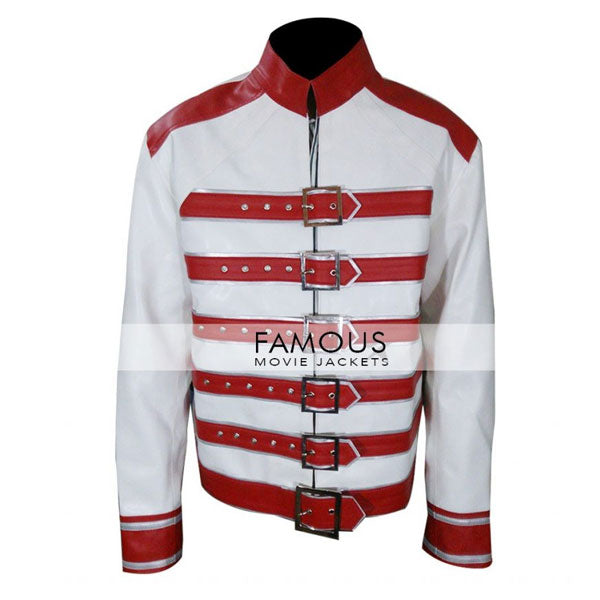 Freddie Mercury White Red Concert Leather Jacket