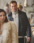 Heart of Stone 2023 Jamie Dornan Shearling Leather Jacket 1