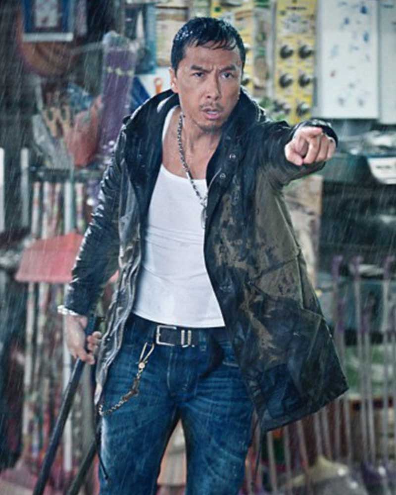 John Wick 4 Donnie Yen Black Leather Hooded Jacket