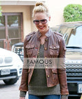 Katherine Heigl Designer Brown Leather Jacket