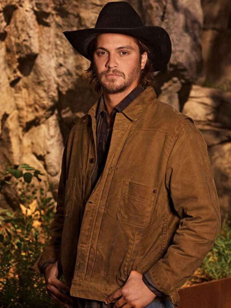 Luke Grimes Yellowstone Kayce Brown Waxed Cotton Jacket