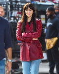 Madame Web 2023 Dakota Johnson Leather Pea Coat 2