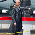 Mark Strong Shazam Dr. Thaddeus Sivana Fur Collar Black Costume Leather Coat