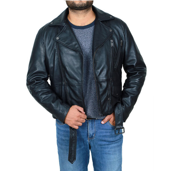 Men Black Casual Leather Jacket