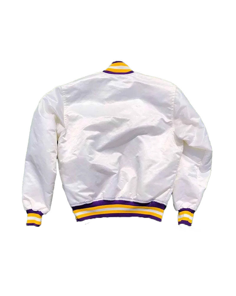 NFL Minnesota Vikings White Satin Bomber Jacket