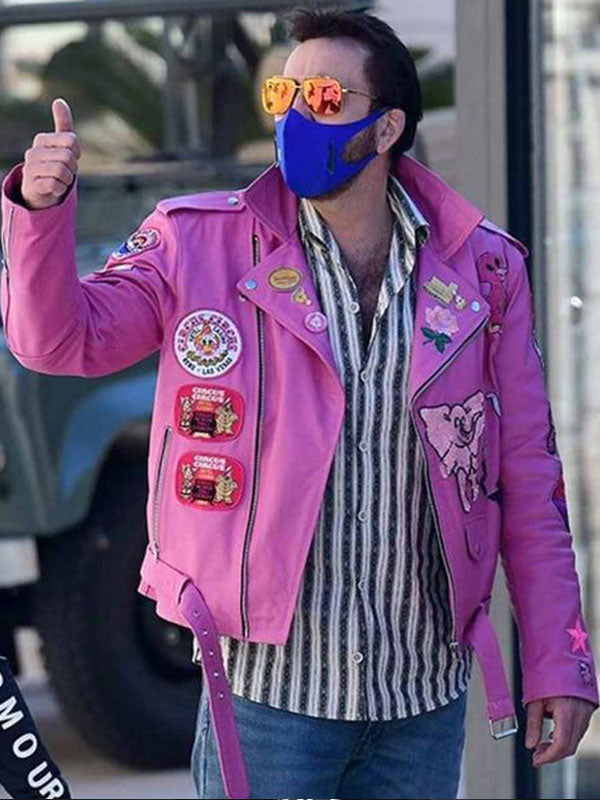 Nicolas Cage Pink Leather Jacket