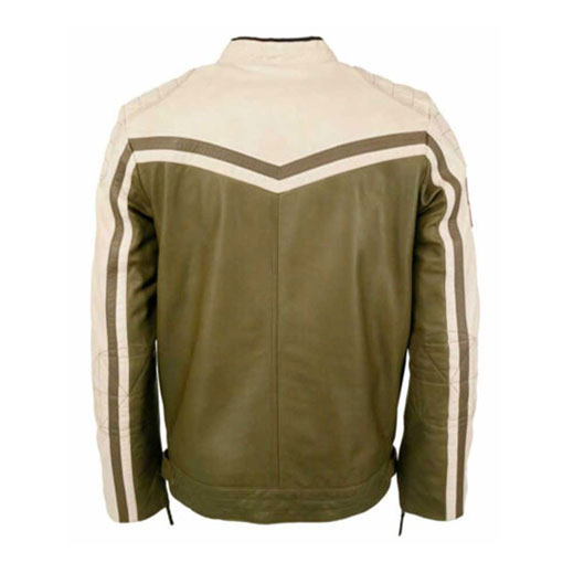 Top Gun Biker Olive Green Leather Jacket