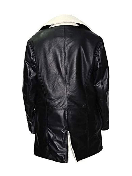 Bane Winter Fur Shearling Black Leather Coat