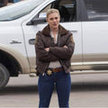 Sheriff Victoria Moretti Longmire Fur Collar Bomber Jacket