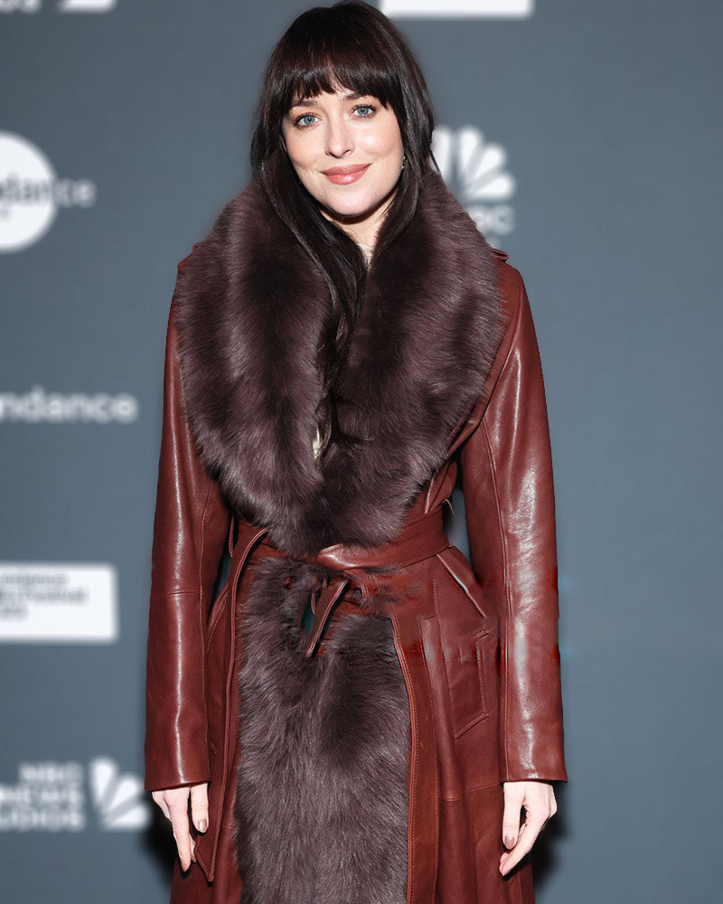 Sundance Film Festival 2023 Dakota Johnson Fur Leather Coat