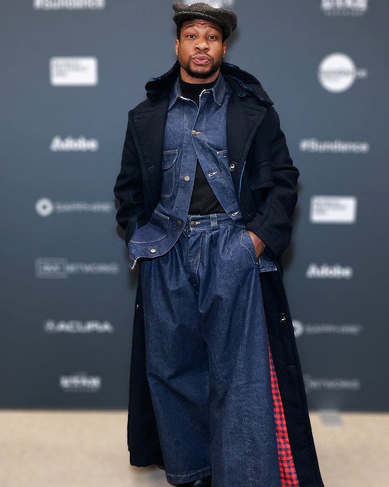 Sundance Film Festival 2023 Jonathan Majors Blue Trench Coat