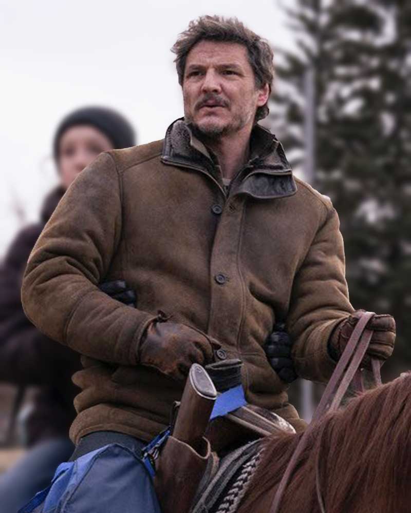 The Last of Us 2023 Pedro Pascal Brown Shearling Jacket