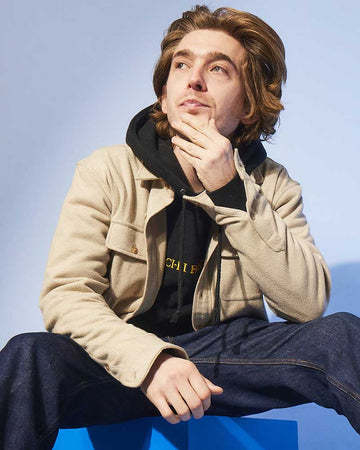 The Starling Girl 2023 Austin Abrams Beige Twill Jacket