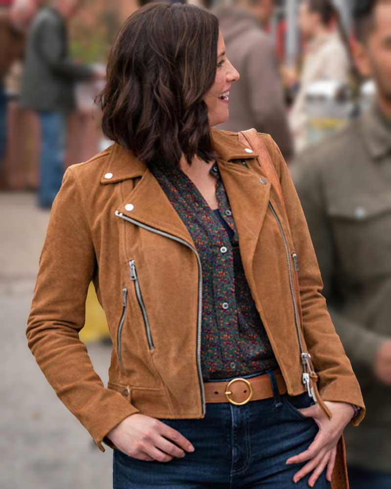 The Way Home 2023 Chyler Leigh Suede Jacket