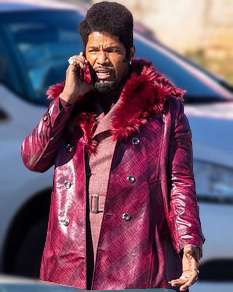 They Cloned Tyrone 2023 Jamie Foxx Leather Fur Coat