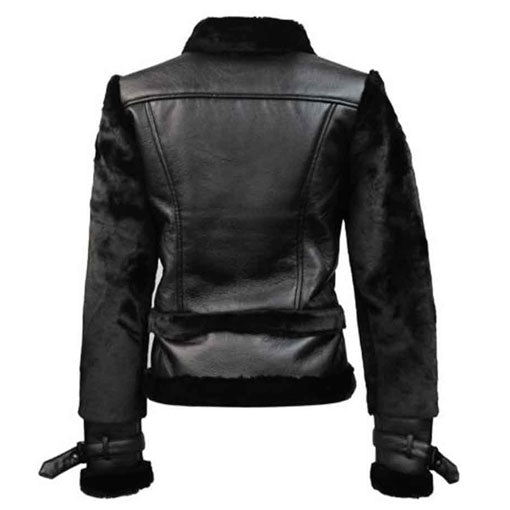 Womens Top Gun Vegan Black Leather Jacket