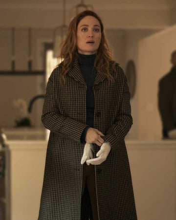 Will Trent 2023 Erika Christensen Checkered Wool Coat