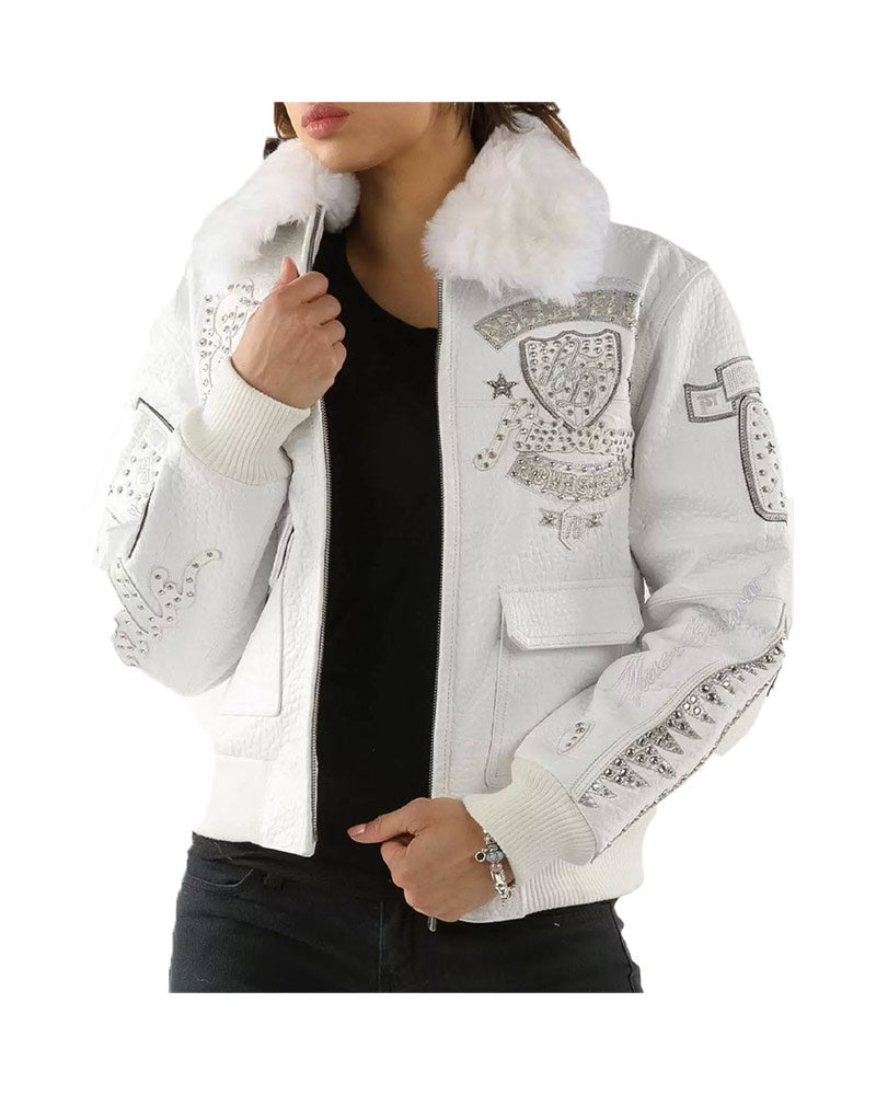 Women Pelle Pelle American Bruiser White Bombshell Jacket