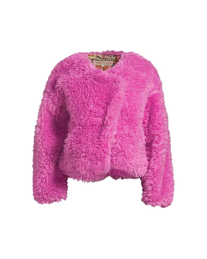 You S04 Gemma Pink Shearling Teddy Short Coat