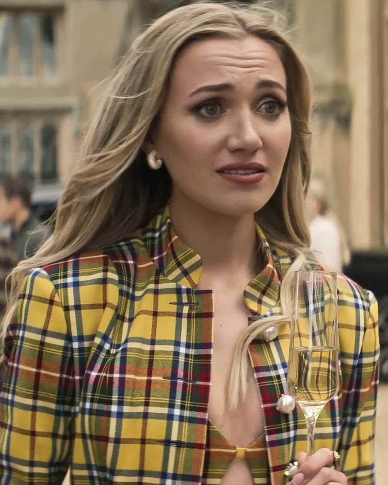 You S04 Lady Phoebe Yellow Checkered Blazer