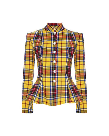 You S04 Lady Phoebe Yellow Checkered Blazer