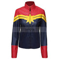 Captain Marvel Red and Blue Leather Jacket with Yellow Star